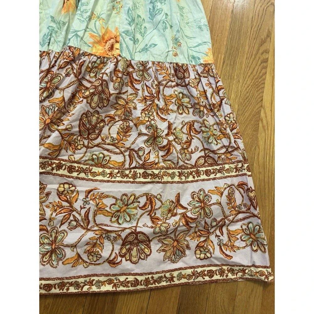 Free People Bluebell Lilac Floral Maxi Dress Bow Tie Strap Size XL Tiered - Picture 3 of 8